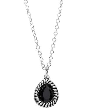 Macy's Sterling Silver Pear-shaped Crystal Rope Edge Necklace - White