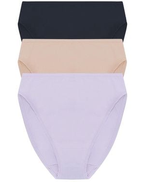 Natori Bliss Bare Cotton High Cut Brief 3-pack - Blue