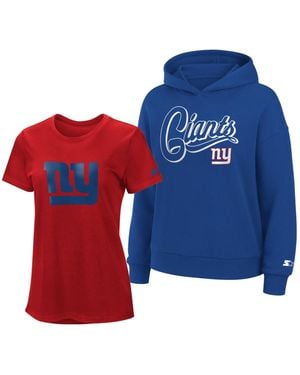 Starter New York Giants Rib-knit Hoodie And Short-sleeve T-shirt - Blue