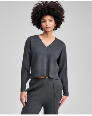 And Now This Drop-shoulder V-neck Sweater - Gray