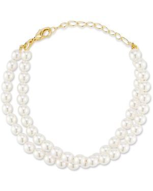 Rachel Zoe Plated Double Strand Pearl Bracelet - White