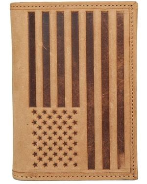 Lucky Brand Flag Embossed Leather Trifold Wallet - Natural