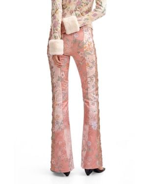 Desigual Printed Flare Pants - Pink