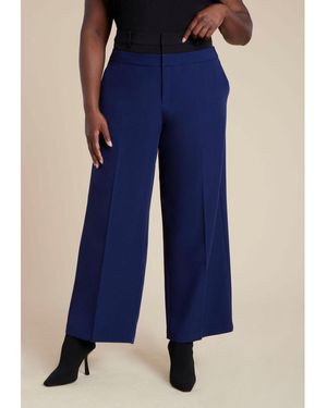Eloquii Plus Size Double Waistband Trouser - Blue