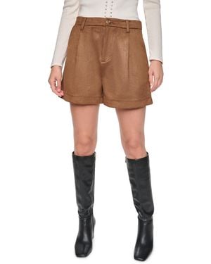 DKNY High-waisted Wide-leg Faux Suede Shorts - Brown