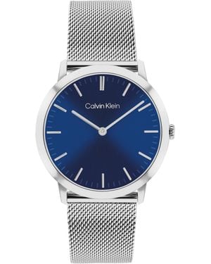 Calvin Klein Quartz Exceptional Stainless Steel Mesh Watch 37.5mm - Blue