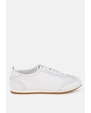 Rag & Co Odaya Studded Real Soft Leather Sneakers - White