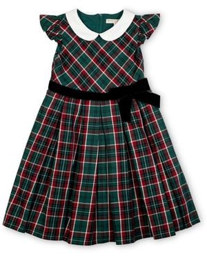 Hope & Henry Big Girls Flutter Sleeve Peter Pan Collar Party Dress - Black