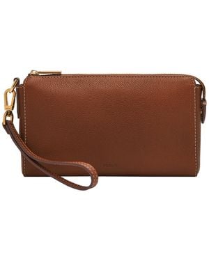 Fossil Wristlet Leather Wallet - Brown