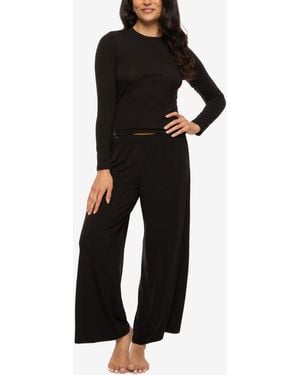 Felina Lena Modal Linen Long Sleeve And Pants Set Style 950226 - Natural