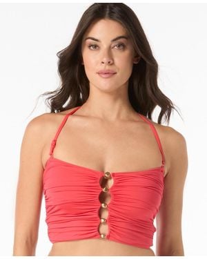 Carmen Marc Valvo Bandeau Draped Top - Red