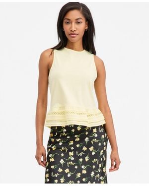 On 34th Cotton Layered Ruffled-hem Woven Mix Tank Top - White