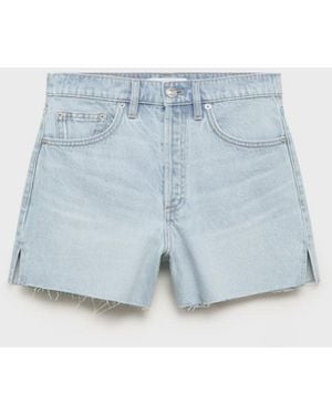 Mango Frayed Hem Denim Shorts - Blue