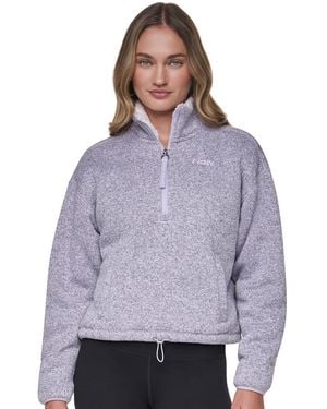 DKNY Sherpa Bonded Half-zip Mock Neck Pullover - Purple