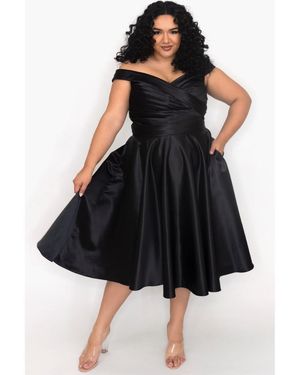 Celebrations by Sydneys Closet Off-the-shoulder Pleated Plus Size Party Dress - Black