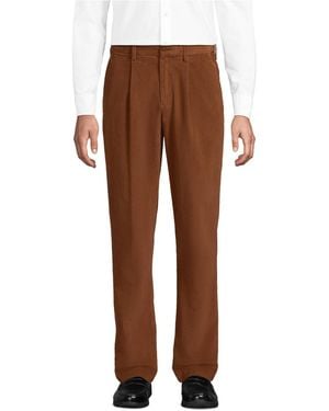 Lands' End Corduroy Comfort Waist Classic Fit Pleated Front Pant - Brown