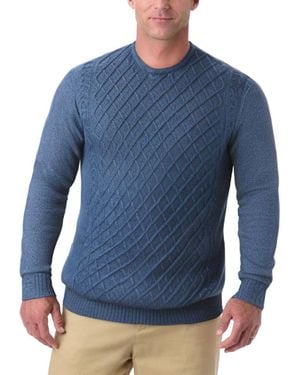 Kingsize Big & Tall Soft Cable Knit Crewneck Sweater - Blue
