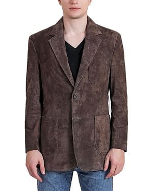 BGSD Men Steve Two-button Suede Leather Blazer - Brown
