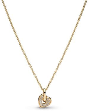 PANDORA Lab-grown Diamond Heart Pendant Necklace (0.05 Ct. T.w. - Metallic