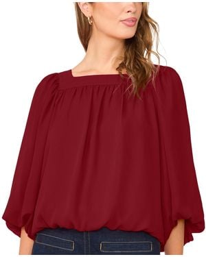 Vince Camuto 3/4-sleeve Square Neck Bubble Blouse - Red