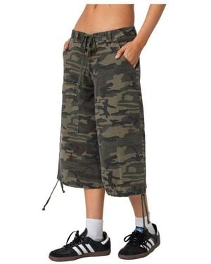 Edikted Camo Cargo Bermuda Shorts - Green
