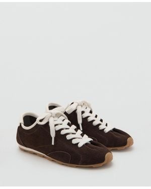 Mango Suede Contrast Sneakers - Brown