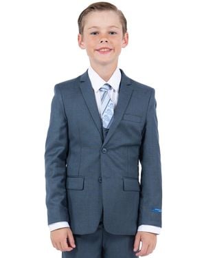 Perry Ellis Big Boys 5 Piece Sharkskin Suit - Blue
