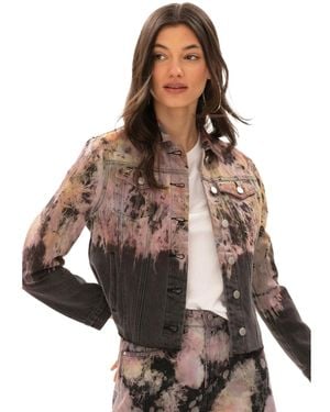 Blue Revival Daria Tie-dye Cropped Denim Trucker Jacket - Brown