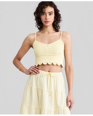And Now This Cotton Crochet Cropped Top - Natural