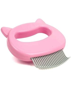 Aronkl Pet Hair Removal Massaging Shell Comb Deshedding Brush Dematting Tool For Cats Dogs Bunnies - Pink