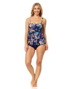Island Escape Tiered Printed Tankini Top High Waist Tummy Control Top Bikini Bottoms Macys Exclusive - Blue