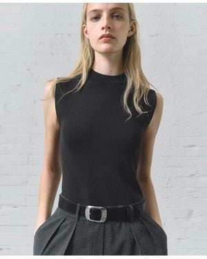 Mango Combination Pinstripe Jumpsuit - Black