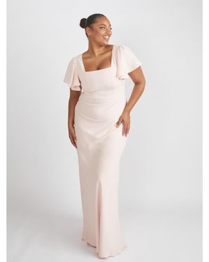 Six Stories Square Neck Crepe Bridesmaid Dress - White