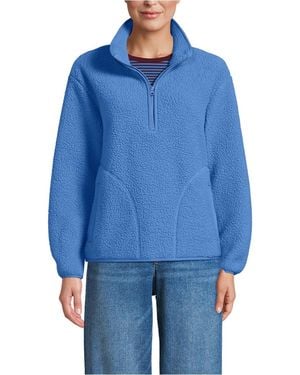 Lands' End Half Zip Cozy High Pile Fleece Pullover - Blue