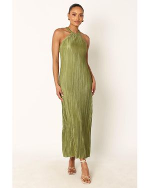 Petal & Pup Melody Plisse Halter Maxi Dress - Green