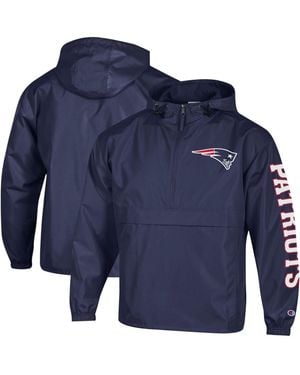 Champion New England Patriots Packable Windbreaker Half-zip Jacket - Blue