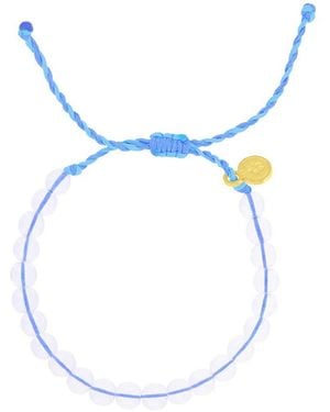 Roxy Brass Yellow Quartz Beads Adjustable Bracelet - Blue