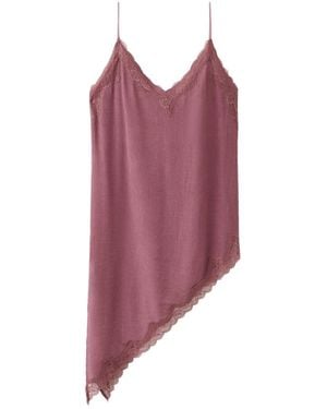 Mango V-neck Asymmetrical Hem Lace Camisole - Purple