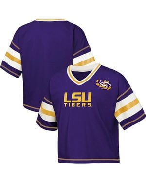 Outerstuff Big Girls Lsu Tigers Gridiron Jersey V-neck T-shirt - Blue