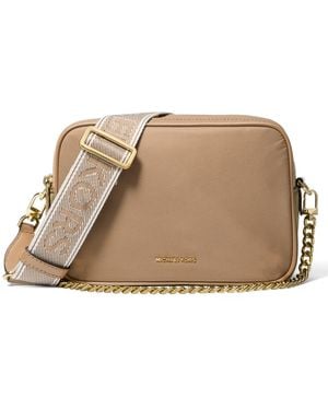 Michael Kors Michael Bryant Medium Double Zip Chain Camera Nylon Crossbody - Natural