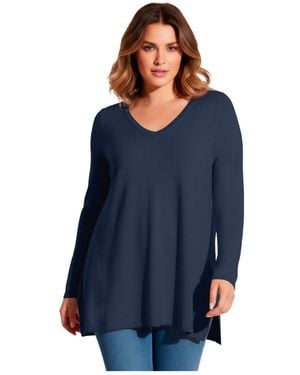 Avenue V-neck Tunic Sweater - Blue