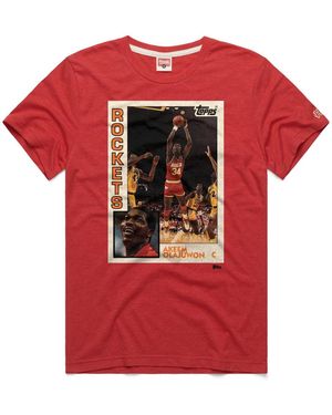 Homage And Hakeem Olajuwon Houston Rockets Topps Trading Card Player Tri-blend T-shirt - Red