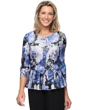 Alex Evenings Printed Peplum Top - Blue