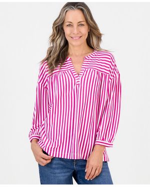 Style & Co. Petite 3/4-puff-sleeve Knit Top - Pink
