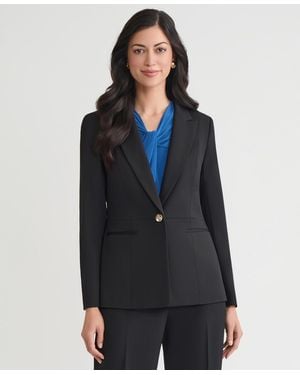 Kasper Peak-lapel Peplum One-button Blazer - Blue