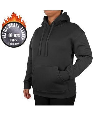Galaxy By Harvic Blue Ice Loose Fit Super Heavyweight Fleece-lined Pullover Hoodie - Black