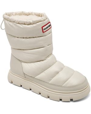HUNTER Maribel Lug Sole Insulated Waterproof Snow Booties From Finish Line - Natural