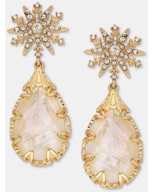 Lonna & Lilly Gold-tone Crystal Snowflake Drop Earrings - Metallic