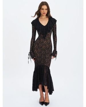 Miss Circle Parisa Lace Ruffled Mermaid Maxi Dress - Black