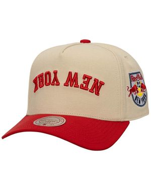 Mitchell & Ness Cream/red New York Red Bulls Upside Down Pro Pinch Snapback Hat